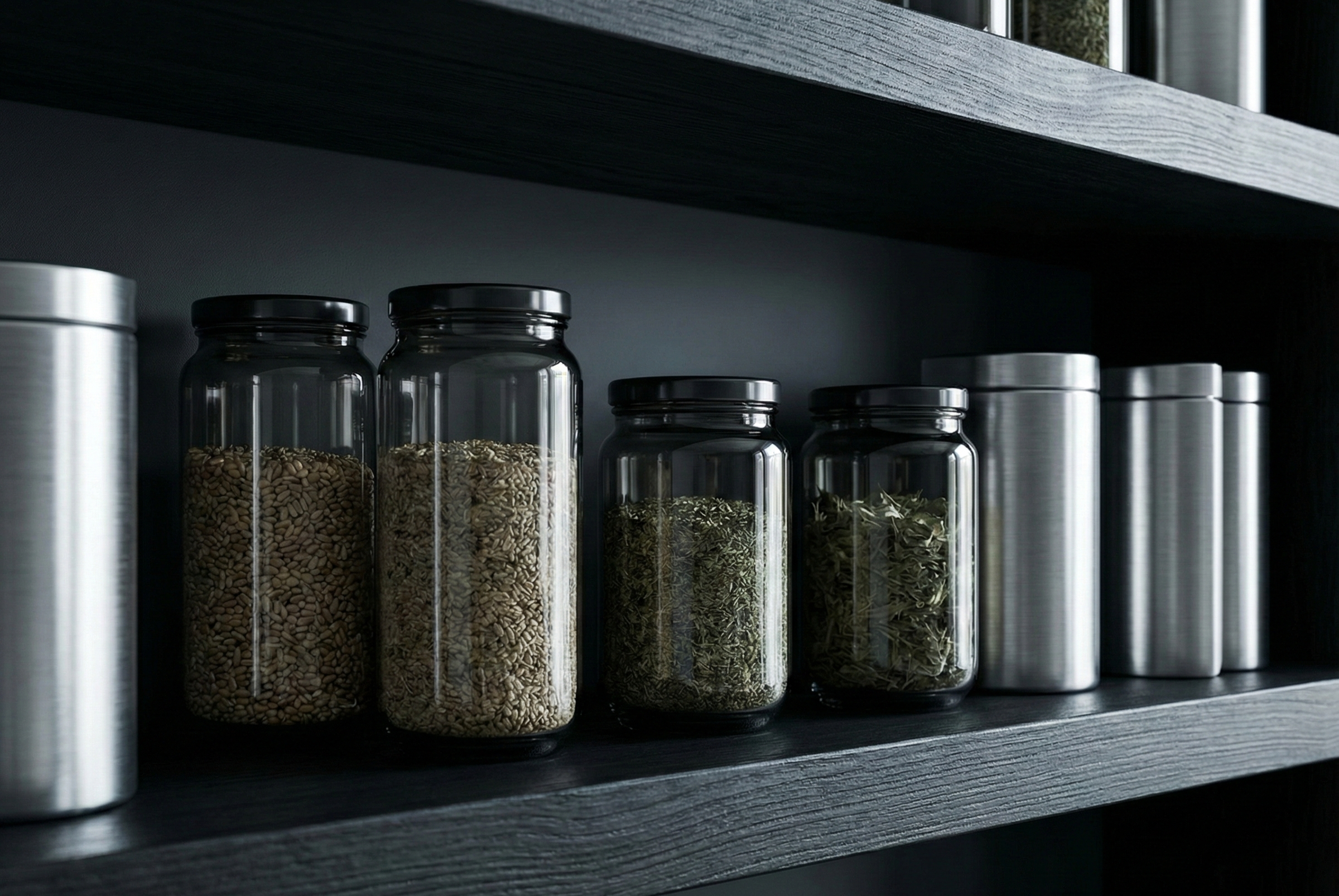 Dispensa minimalista scura